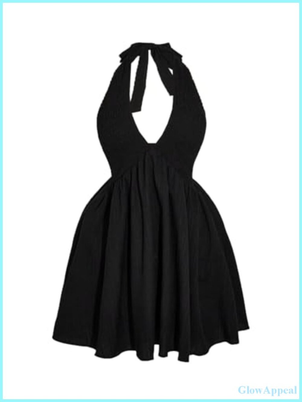 Plus Size Halter Short Dress V Neck Tie Back Ruffle A Line Party Going Out Dress